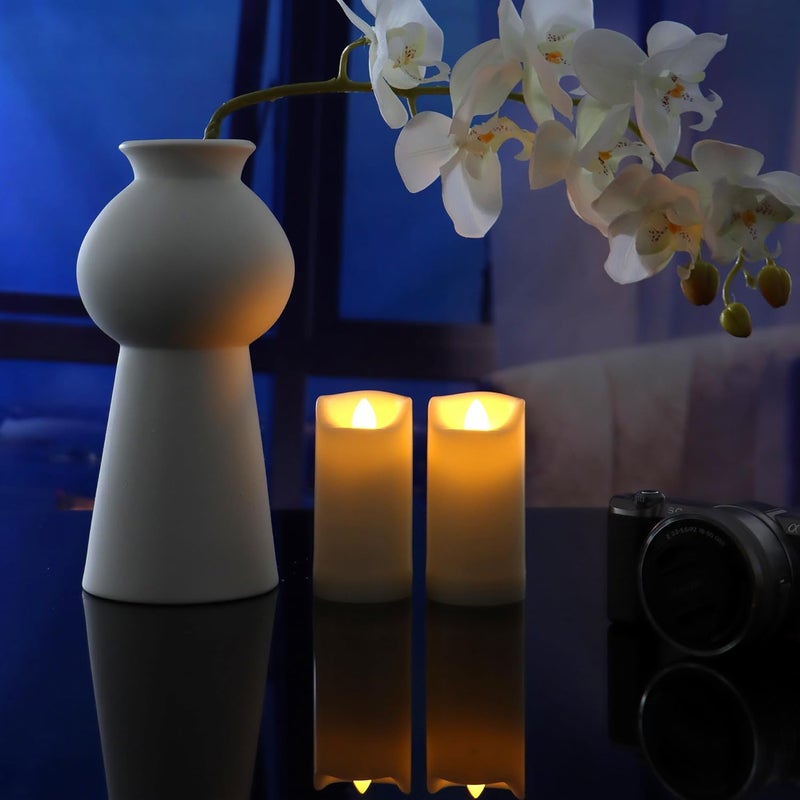 QIDEA 2”X4” Outdoor Waterproof Flameless Candles with Timer, Battery Operated Flickering Led Pillar Candles, Electric Plastic Fake Candles for Home Garden Wedding Halloween Xmas Decorations 4 Pack - Image 3